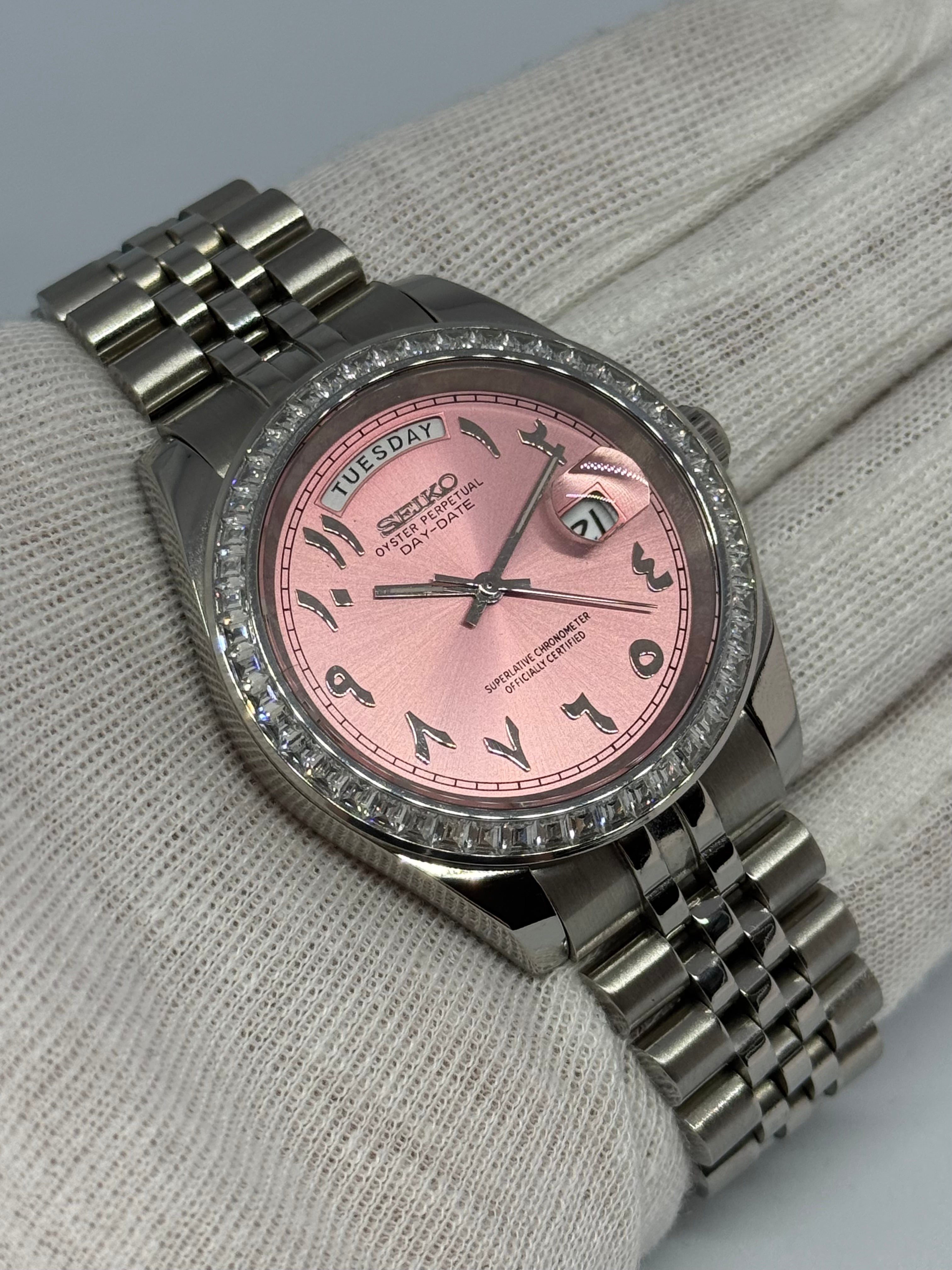 SharpDate Arabic Dial Rose Ornée Diamants