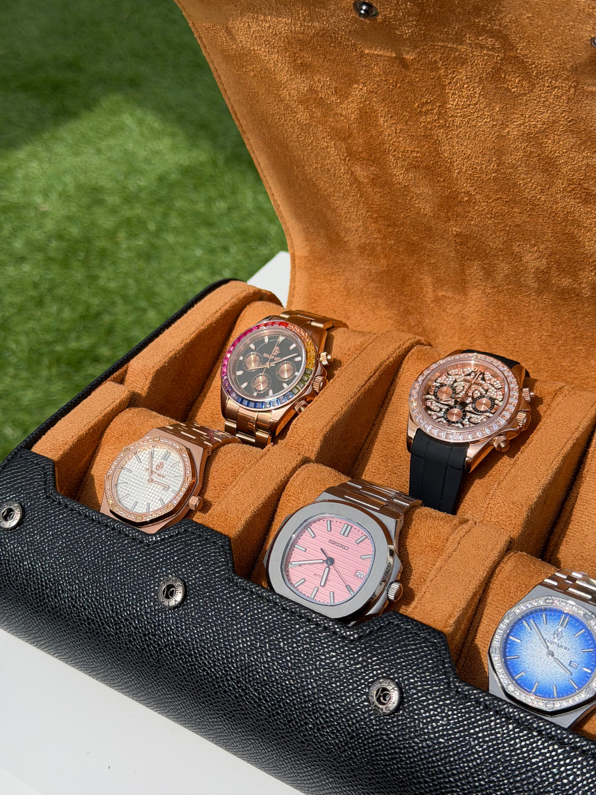 Écrin 6 montres velours & simili cuir