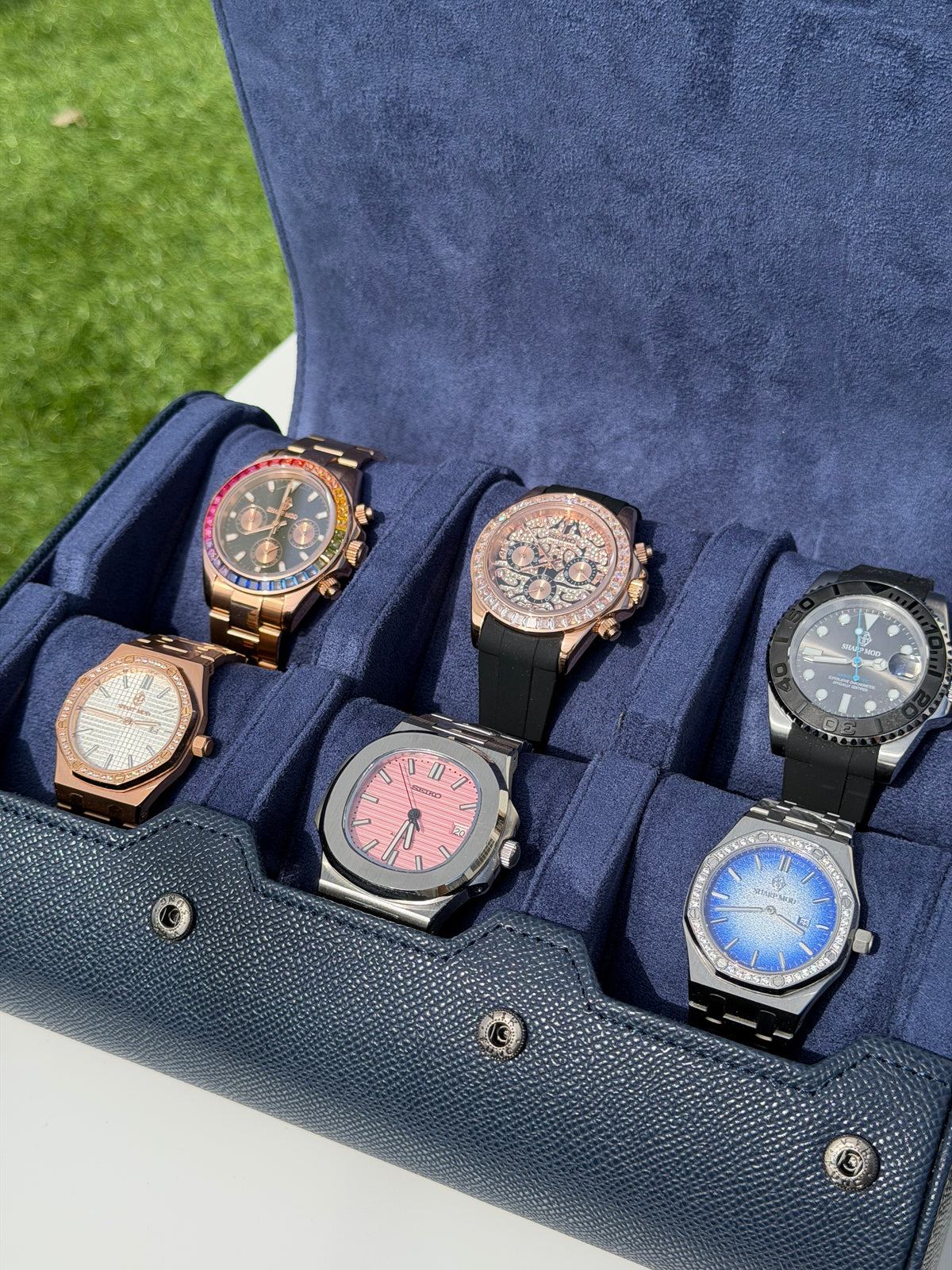 Écrin 6 montres velours & simili cuir