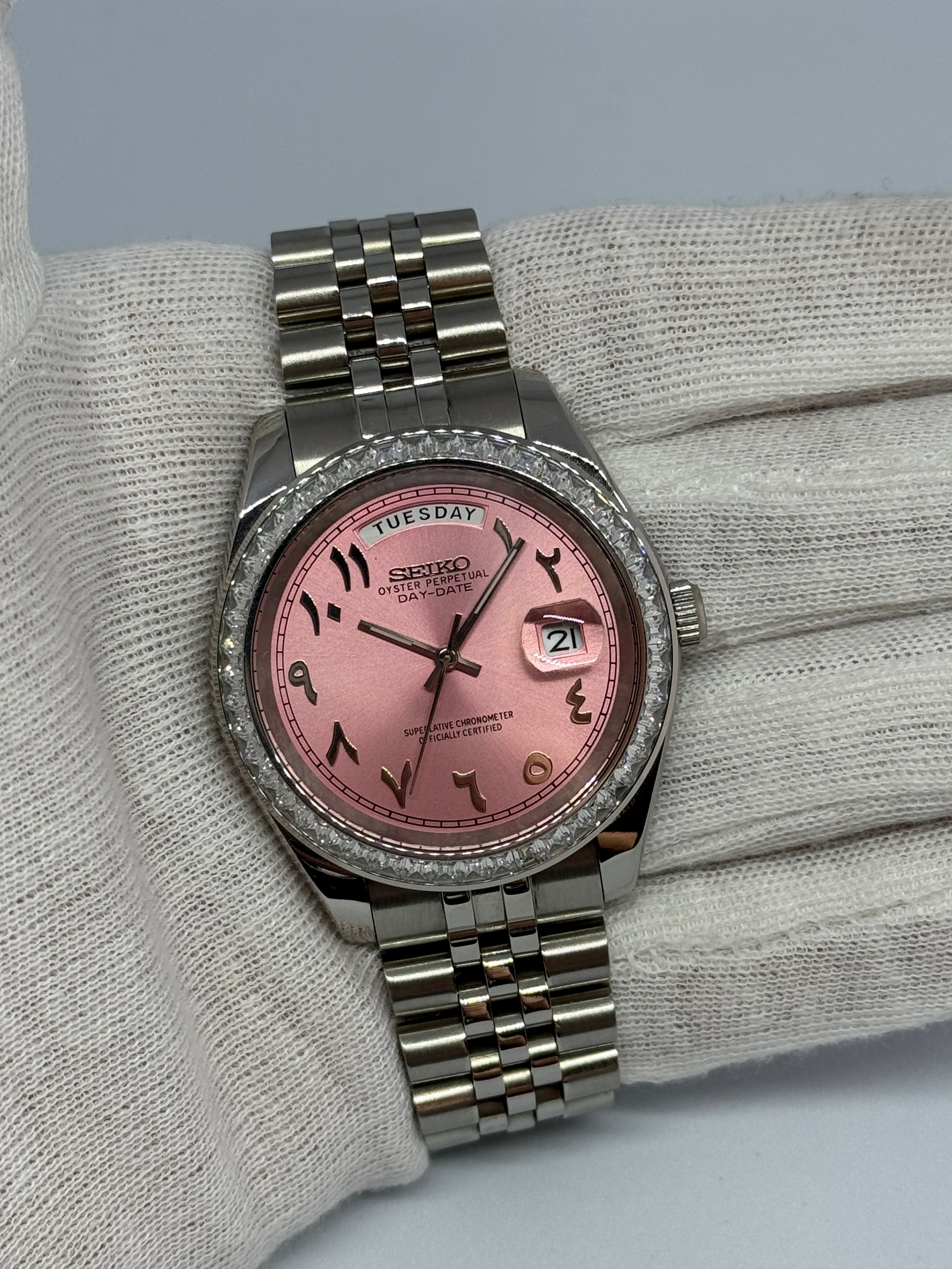 SharpDate Arabic Dial Rose Ornée Diamants