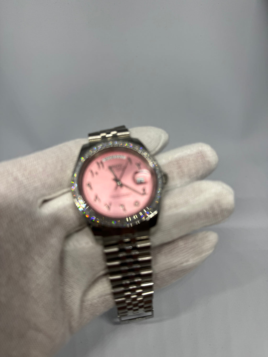 SharpDate Arabic Dial Rose Ornée Diamants